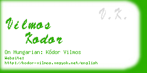 vilmos kodor business card